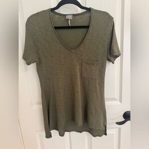 bobi Los Angeles Olive Short Sleeve V-Neck Tee